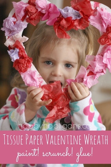 Tissue Paper Valentines Wreath - Happy Hooligans